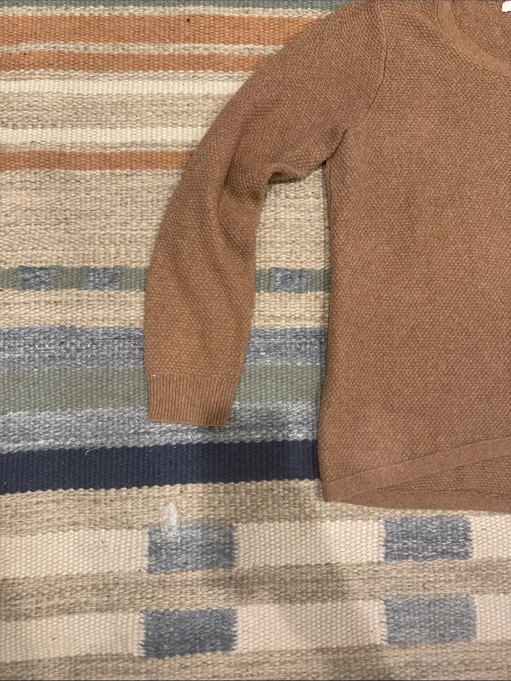 Madewell Waffle-Knit Crewneck Sweater in Camel Brown - Picture 3 of 6